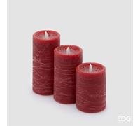 EDG Enzo De Gasperi Set 3 Candele LED Soffio H15 cm Rosse - Candele Decorative Natalizie