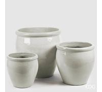 EDG Enzo De Gasperi Set 3 Pz Vaso Glaze Bombato H 65 Cm H 50 Cm H 40 Cm White Waterproof