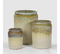 EDG Enzo De Gasperi Set 3 Pz Vaso Glaze Rotondo H 70 Cm H 55 Cm H 40 Cm Waterproof Multicolor