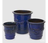 EDG Enzo De Gasperi Set 3 Vasi Atlas Limoni Svasato Blu Ceramica