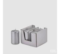 EDG Enzo De Gasperi Set 4 Candele di Natale Moccolo H 10 Cm D 6 Cm Silver