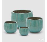 EDG Enzo De Gasperi Set 4 Vasi Glaze Atlas Mix Blu Ceramica
