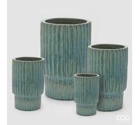 EDG Enzo De Gasperi Set 4 Vasi Glaze Atlas Righe Mix Blu Ceramica