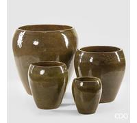 EDG Enzo De Gasperi Set 4 Vasi Glaze Bombato Olive Ceramica