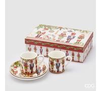 EDG Enzo De Gasperi Setdi Natale 2 Tazze Caffè e Piattino 2 x 100 Ml White Green
