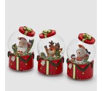 EDG Enzo De Gasperi Sfera Acqua Babbo Natale Renna Uomoneve Gift Ass. Carillon H 15,5 Cm D 10 Cm Green Red 1 Pz