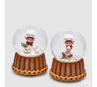 EDG Enzo De Gasperi Sfera Acqua Elfo di Natale Carillon Ass. H 14 Cm D 10 Cm Multicolor