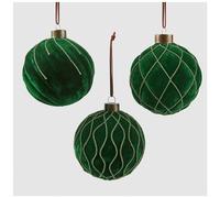 EDG - Enzo De Gasperi Sfera di Natale in Velluto Verde da Appendere, addobbo Natalizio in Vetro D10cm 3 Varianti (1pz) C
