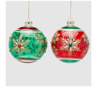 EDG - Enzo De Gasperi Sfera di Natale Palla Fiocco di Neve da Appendere, addobbo Natalizio in Vetro D12 cm 2 Varianti (1pz) Rosso