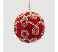 EDG Enzo De Gasperi Sfera Pallina Albero di Natale 10cm Velluto con Gemme Rosso