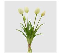 EDG Enzo de Gasperi Tulipano gommoso Fiore Artificiale per Decorazione da Esterno, Bouquet 5 Tulipani Finti Avorio H40 cm