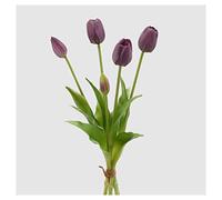 EDG Enzo de Gasperi Tulipano gommoso Fiore Artificiale per Decorazione da Esterno, Bouquet 5 Tulipani Finti Viola