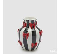 EDG Enzo De Gasperi Vaso Anfora con Fiocchi H 19 Cm D 14 Cm Ceramica Bianco Nero