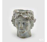 EDG Enzo De Gasperi Vaso Cemento Testa H 23 Cm 20 x 19 Cm Cemento Waterproof Grigio Chiaro