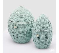 EDG Enzo De Gasperi Vaso Cesto Uovo H 30 Cm D 20,5 Cm H 25 Cm D 15 Cm Light Blue 2 Pz