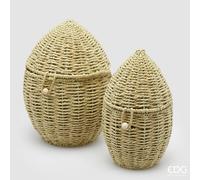 EDG Enzo De Gasperi Vaso Cesto Uovo H 30 Cm D 20,5 Cm H 25 Cm D 15 Cm Sage 2 Pz