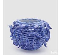 EDG Enzo De Gasperi Vaso Chakra Carpa Koi H 20,5 Cm D 33 Cm Waterproof Blue