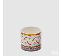 EDG Enzo De Gasperi Vaso Cilindrico H 12 Cm D 13,5 Cm Bianco Rosso
