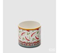EDG Enzo De Gasperi Vaso Cilindrico H 14 Cm D 15 Cm Bianco Rosso