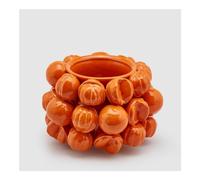 EDG - Enzo de Gasperi Vaso da Interno da Tavolo con mandarini, Porta Fiori da Terra Chakra in Ceramica Arancione D28xH19 cm