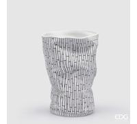 EDG Enzo De Gasperi Vaso Deluxe Mosaico H 38 Cm D 28 Cm Bianco e Nero