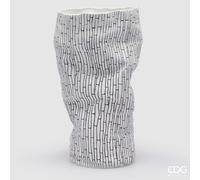 EDG Enzo De Gasperi Vaso Deluxe Mosaico H 50 Cm D 26 Cm Bianco e Nero