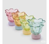 EDG Enzo De Gasperi Vaso Fiore con Piede e Portacandela Ass. H 15,5 Cm D 15 Cm Multicolor 1 Pz