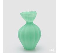 EDG Enzo De Gasperi Vaso Flow Sinuoso H 30,5 Cm D 19,5 Cm Waterproof Vetro Satinato Verde