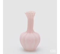 EDG Enzo De Gasperi Vaso Flow Sinuoso H 31 Cm D 17 Cm Waterproof Vetro Satinato Rosa