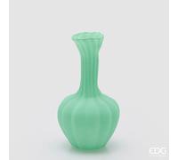EDG Enzo De Gasperi Vaso Flow Sinuoso H 31 Cm D 17 Cm Waterproof Vetro Satinato Verde