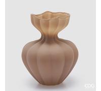 EDG Enzo De Gasperi Vaso Flow Sinuoso H 32 Cm D 26 Cm Waterproof Vetro Marrone Chiaro