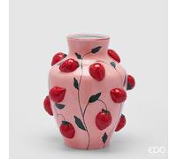 EDG Enzo De Gasperi Vaso Fragole Anfora H 31 Cm D 25 Cm Rosa e Rosso