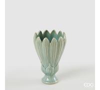 EDG Enzo De Gasperi Vaso Freaky Foglie Coppa H 21 cm D 13,5 cm Ceramica Waterproof Blu