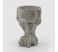 EDG Enzo De Gasperi Vaso in Cemento Atlante H 32 Cm D 20 Cm Grey Waterproof