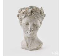 EDG Enzo De Gasperi Vaso in Cemento Testa di Donna H 36 Cm D 22 Cm Grey Waterproof