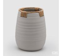 EDG Enzo De Gasperi Vaso in Terracotta con Corde H 29 Cm D 23 Cm Grigio - Vaso Decorativo Naturale Design Moderno