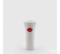 EDG Enzo De Gasperi Vaso Kiss Concavo H 21 Cm D 9 Cm White Red