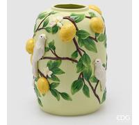 EDG Enzo De Gasperi Vaso Limoni Bombato H 40,5 Cm D 34 Cm Mix Verde