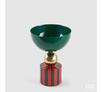 EDG Enzo De Gasperi Vaso Righe a Coppa di Natale H 23 Cm D 18 Cm Metallo Verde Rosso
