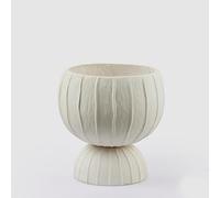 EDG Enzo De Gasperi Enzo De Gasperi Vaso Righe Bombato con Piede H 35 Cm D 35 Cm Bianco