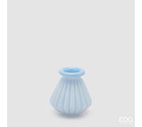 EDG Enzo De Gasperi Vaso Righe con Bordo H 13 Cm D 12 Cm Waterproof Vetro Celeste