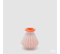 EDG Enzo De Gasperi Vaso Righe con Bordo H 13 Cm D 12 Cm Waterproof Vetro Coral