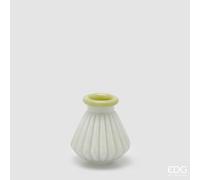 EDG Enzo De Gasperi Vaso Righe con Bordo H 13 Cm D 12 Cm Waterproof Vetro Verde Chiaro