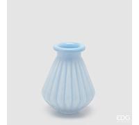 EDG Enzo De Gasperi Vaso Righe con Bordo H 20 Cm D 16 Cm Waterproof Vetro Celeste