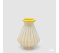 EDG Enzo De Gasperi Vaso Righe con Bordo H 20 Cm D 16 Cm Waterproof Vetro Giallo
