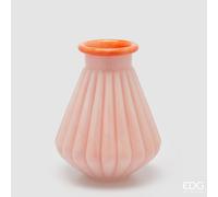 EDG Enzo De Gasperi Vaso Righe con Bordo H 28 Cm D 23 Cm Waterproof Vetro Coral