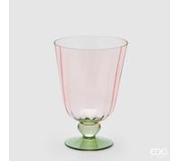 EDG Enzo De Gasperi Vaso Righe Coppa con Piede H 21 Cm D 15 Cm Green Pink