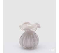 EDG Enzo De Gasperi Vaso Sacchetto H 12 Cm D 10 Cm Vetro Mauve