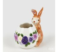 EDG Enzo De Gasperi Vaso Uovo Coniglio H 20 Cm L 13 Cm L 18 Cm White Brown
