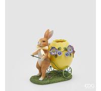 EDG Enzo De Gasperi Vaso Uovo Coniglio H 24 Cm L 23 Cm L 13 Cm Multicolor